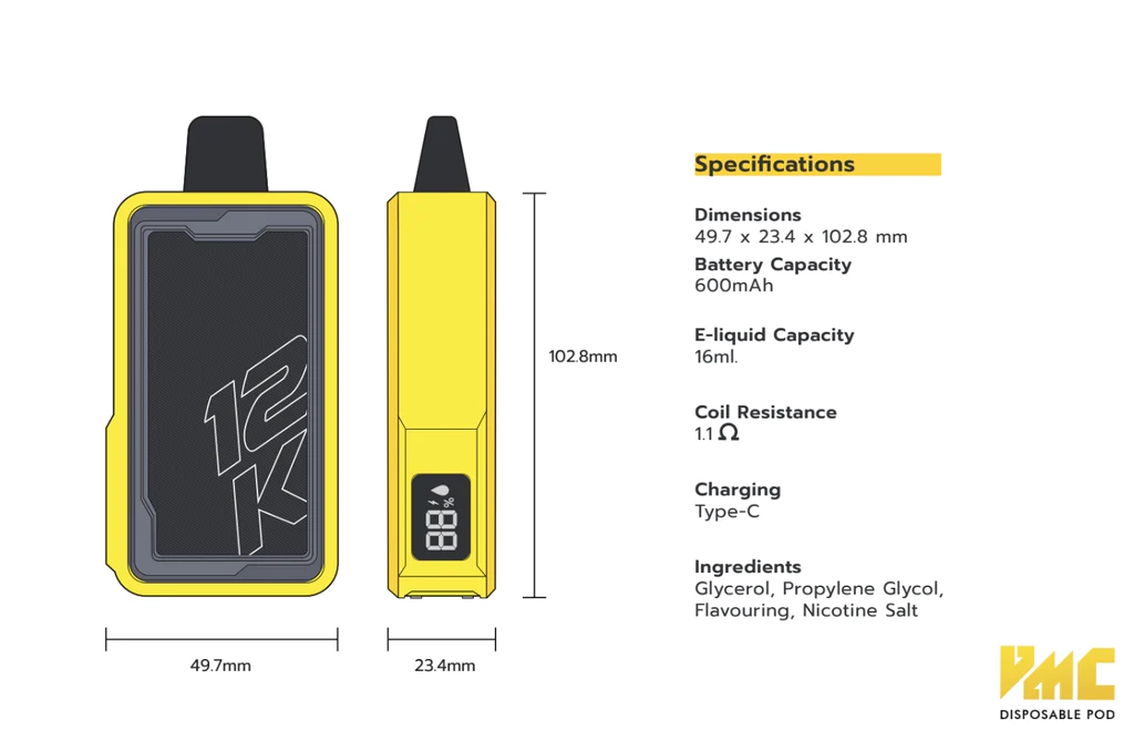 VMC 12000 Puffs Specifications